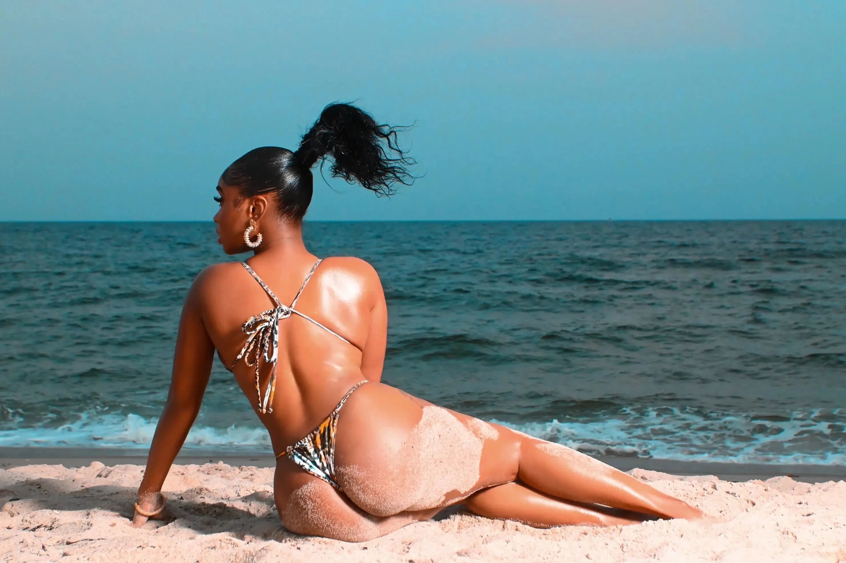 Gsaints model wearing leopard print kyma bikini